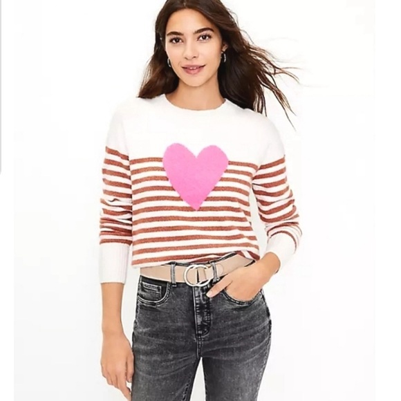 LOFT Sweaters - LOFT Heart Stripe Pullover Sweater